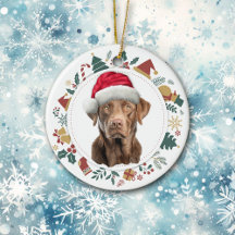 Santa Hat Chesapeake Bay Retriever Holiday Wreath