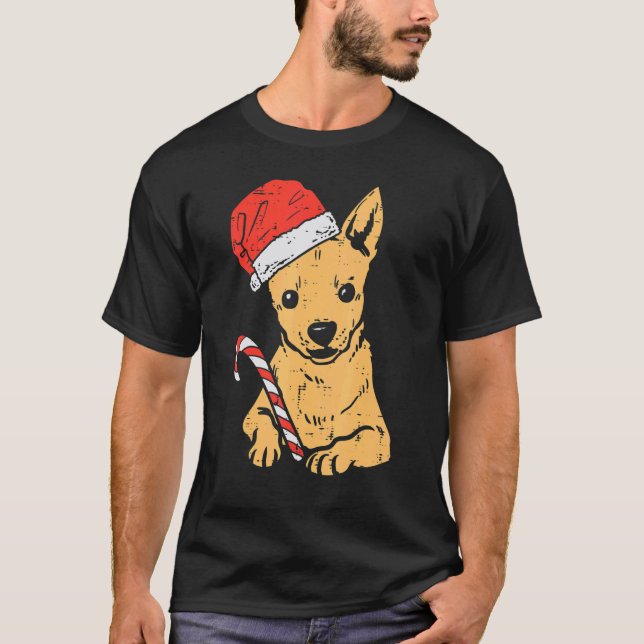 Santa Hat Chihuahua Chiwawa Dog Christmas Xmas Men T-Shirt (Front)