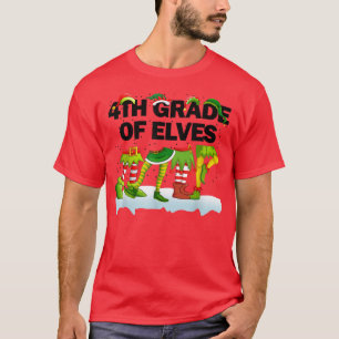 Santa Hat Christmas 4th Grade Of Elves  T-Shirt