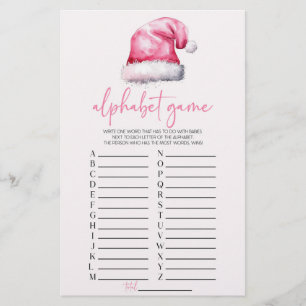 Santa Hat Christmas Alphabet Baby Shower Game Stationery