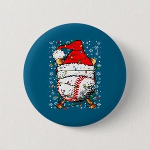 Santa Hat Christmas Baseball Player Srts For Men B 6 Cm Round Badge