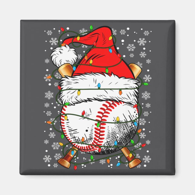 Santa Hat Christmas Baseball Player Srts For Men B Magnet (Front)