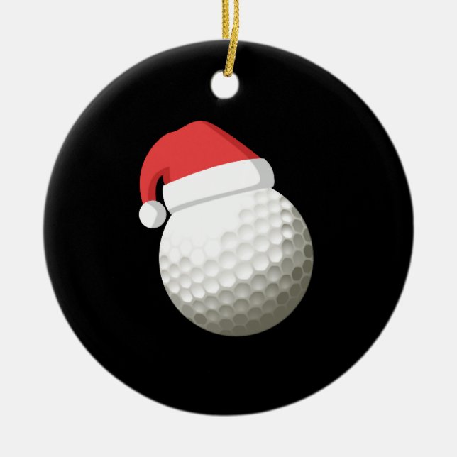Santa Hat Christmas Golf Ceramic Tree Decoration (Front)