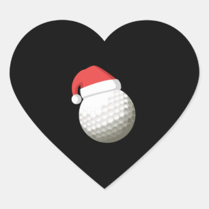 Santa Hat Christmas Golf Heart Sticker