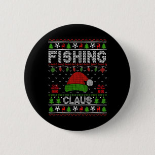 Santa Hat Christmas Light Fishing Claus Ugly Xmas 6 Cm Round Badge