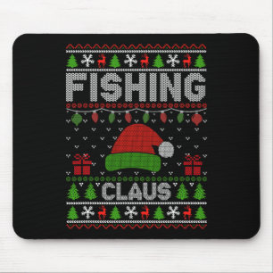 Santa Hat Christmas Light Fishing Claus Ugly Xmas  Mouse Pad