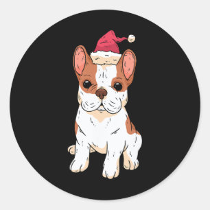 Santa Hat Christmas Pajama Dog Puppy Doggie Xmas  Classic Round Sticker