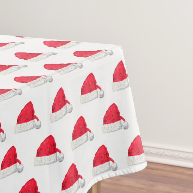 Santa Hat Christmas Winter Red Retro Vintage  Tablecloth (In Situ)