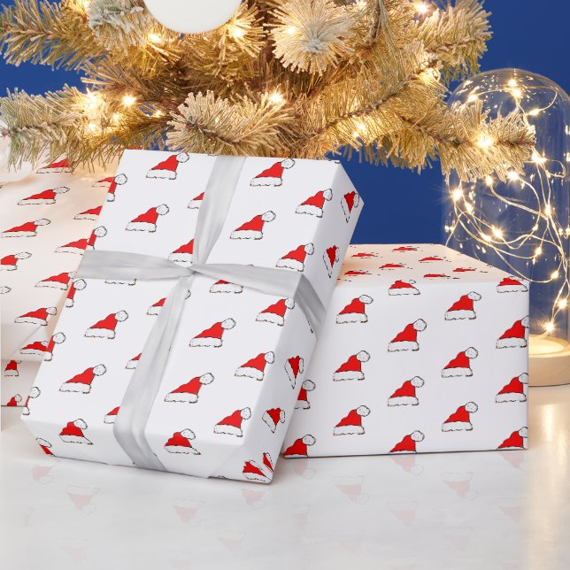 Santa hat Christmas wrapping paper (Holidays)
