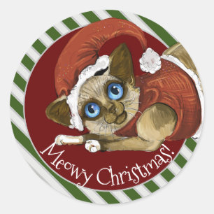 Santa Hat&Coat Christmas Kitty Classic Round Sticker