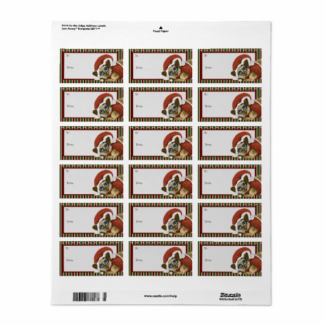Santa Hat&Coat Christmas Kitty Label (Full Sheet)