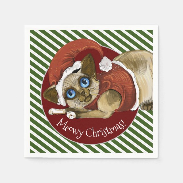 Santa Hat&Coat Christmas Kitty   Napkin (Front)