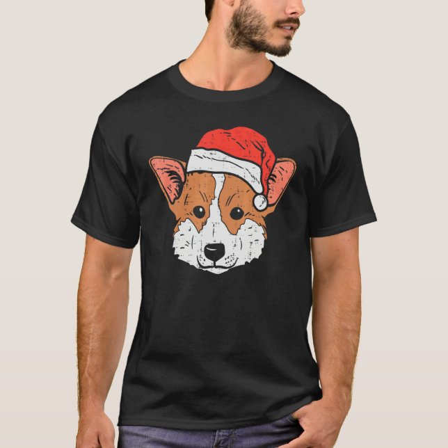 Santa Hat Corgi Christmas Xmas Dog  Owner Men Wome T-Shirt (Front)