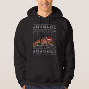 Santa Hat Crawfish Xmas Lighting Ugly Crawfish Chr Hoodie