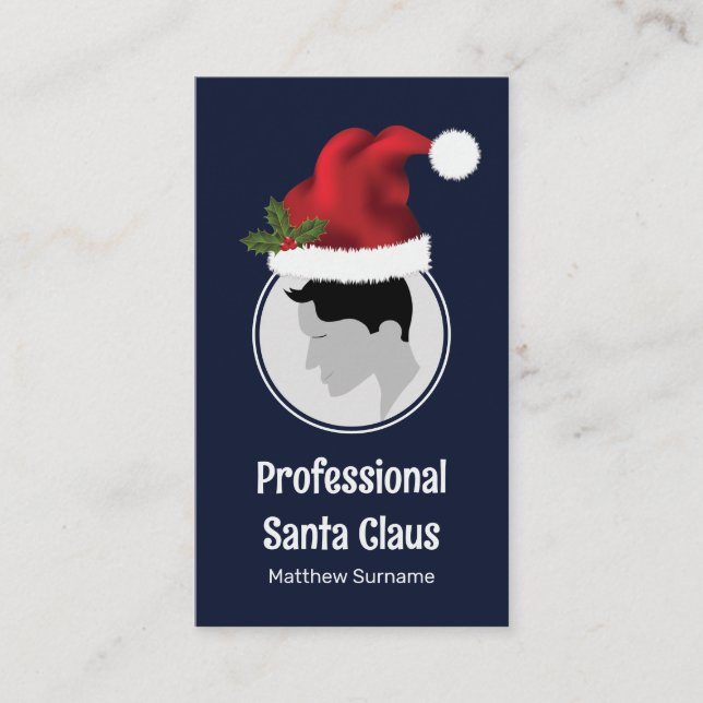 Santa Hat Custom Photo Template Professional Santa Business Card (Front)