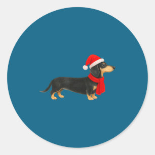 Santa Hat Dachshund Christmas Funny Cute Dog Mom Classic Round Sticker