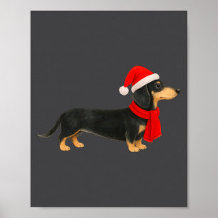 Santa Hat Dachshund Christmas Funny Cute Dog Mom Poster