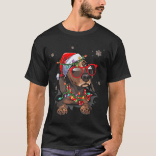 Santa Hat Dachshund Christmas Xmas Wiener Weiner D T-Shirt