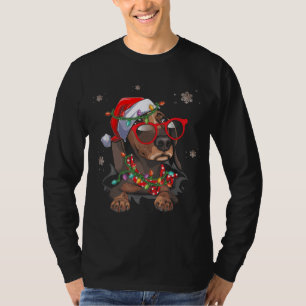 Santa Hat Dachshund Christmas Xmas Wiener Weiner D T-Shirt