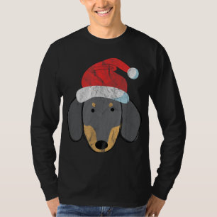 Santa Hat Dachshund PJs Christmas Xmas Wiener Wein T-Shirt