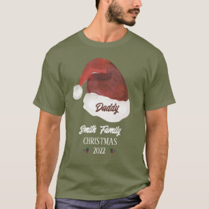 Santa Hat Daddy Family Monogram Christmas T-Shirt