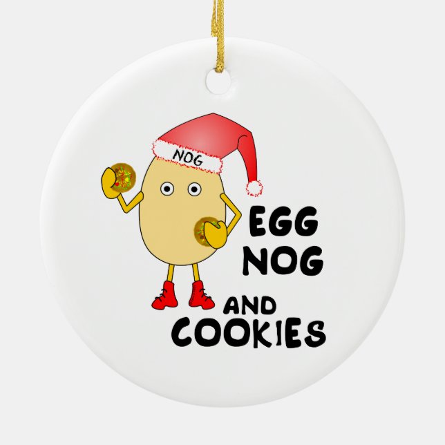 Santa Hat Egg Nog Ceramic Tree Decoration (Back)