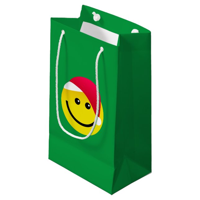 Santa Hat Emoji Christmas Small Gift Bag (Front Angled)