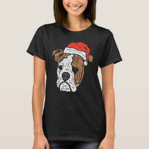 Santa Hat English Bulldog Christmas Pet Dog Owner T-Shirt