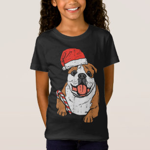 Santa Hat English Bulldog Dog Christmas Xmas T-Shirt