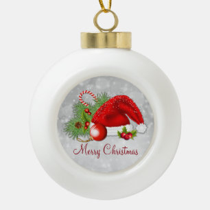 Santa Hat Festive Christmas Ball Ornament