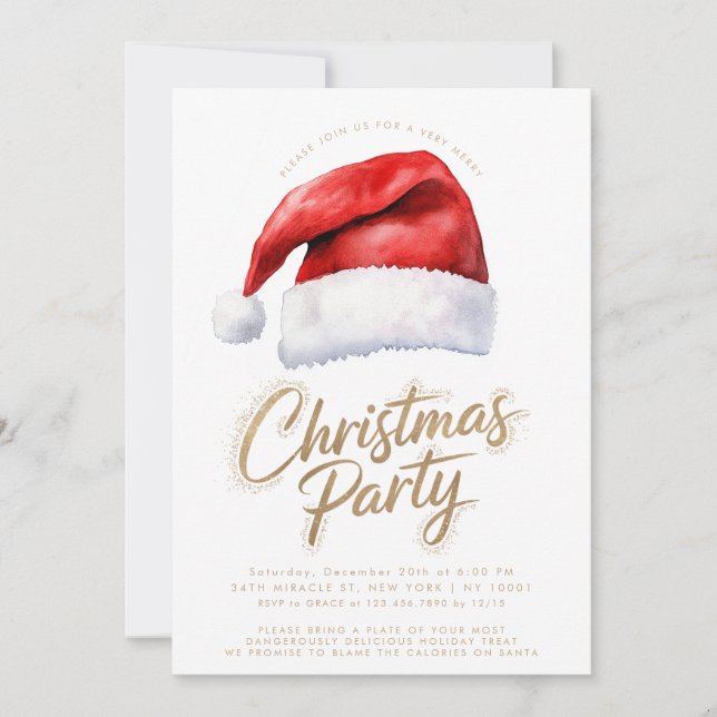 Santa Hat Festive Christmas Party Invitation (Front)
