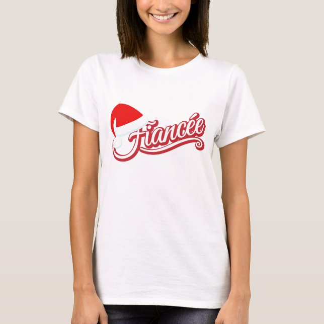 Santa Hat Fiancée T-Shirt white (Front)