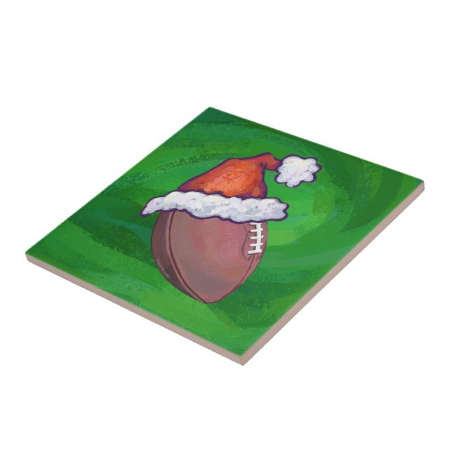 Santa Hat Football on Green Tile (Side)