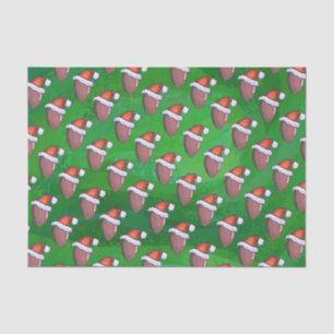 Santa Hat Football on Green Tissue Paper