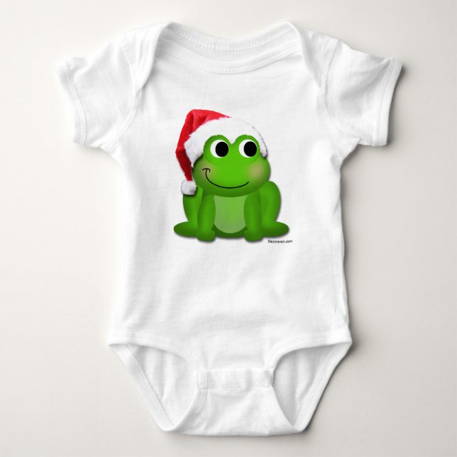 Santa Hat Froggy Christmas Infant Creeper / Onsie (Front)