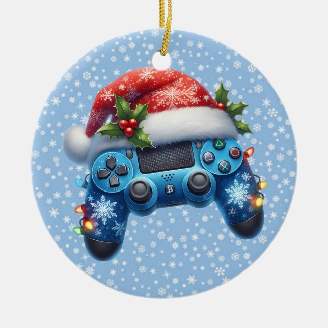 Santa Hat Game Controller Ornament (Front)