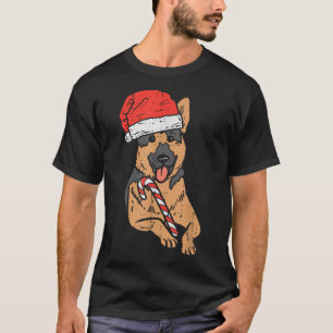 Santa Hat German Shepherd Dog Christmas T-Shirt