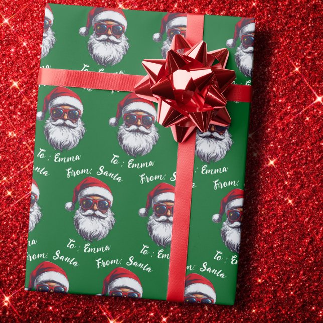 Santa Hat Gift Wrap, Custom Name Holiday Gift Wrapping Paper (Creator Uploaded)