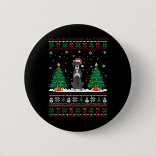 Santa Hat Great Dane Dog Christmas Tree Lights Ugl 6 Cm Round Badge