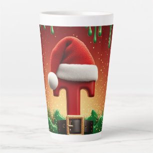 Santa Hat Initial T For Family Names Latte Mug