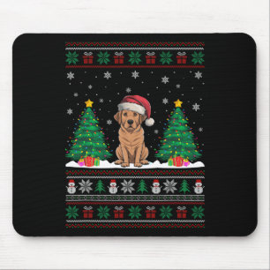 Santa Hat Labrador Dog Christmas Tree Lights Ugly  Mouse Pad