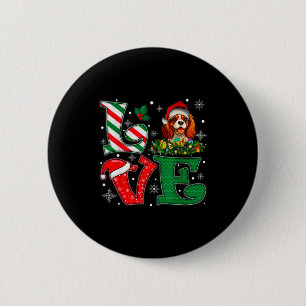 Santa Hat Love Cavalier King Charles Spaniel Dog X 6 Cm Round Badge