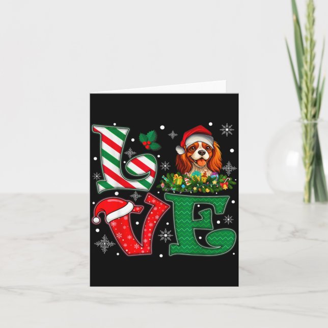 Santa Hat Love Cavalier King Charles Spaniel Dog X Card (Front)