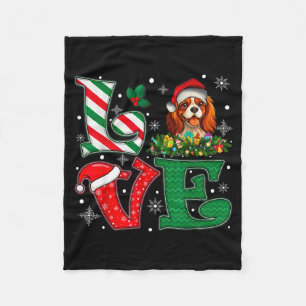 Santa Hat Love Cavalier King Charles Spaniel Dog X Fleece Blanket