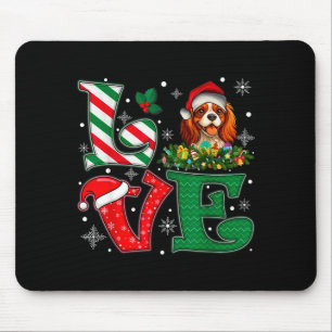 Santa Hat Love Cavalier King Charles Spaniel Dog X Mouse Pad