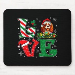 Santa Hat Love Cavalier King Charles Spaniel Dog X Mouse Pad