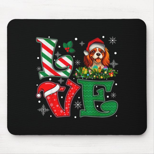 Santa Hat Love Cavalier King Charles Spaniel Dog X Mouse Pad (Front)