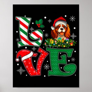 Santa Hat Love Cavalier King Charles Spaniel Dog X Poster