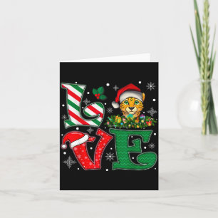 Santa Hat Love Cheetah Animal Xmas Men Women Girls Card