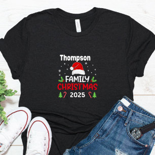 Santa Hat Matching Family Name Year Christmas    T-Shirt